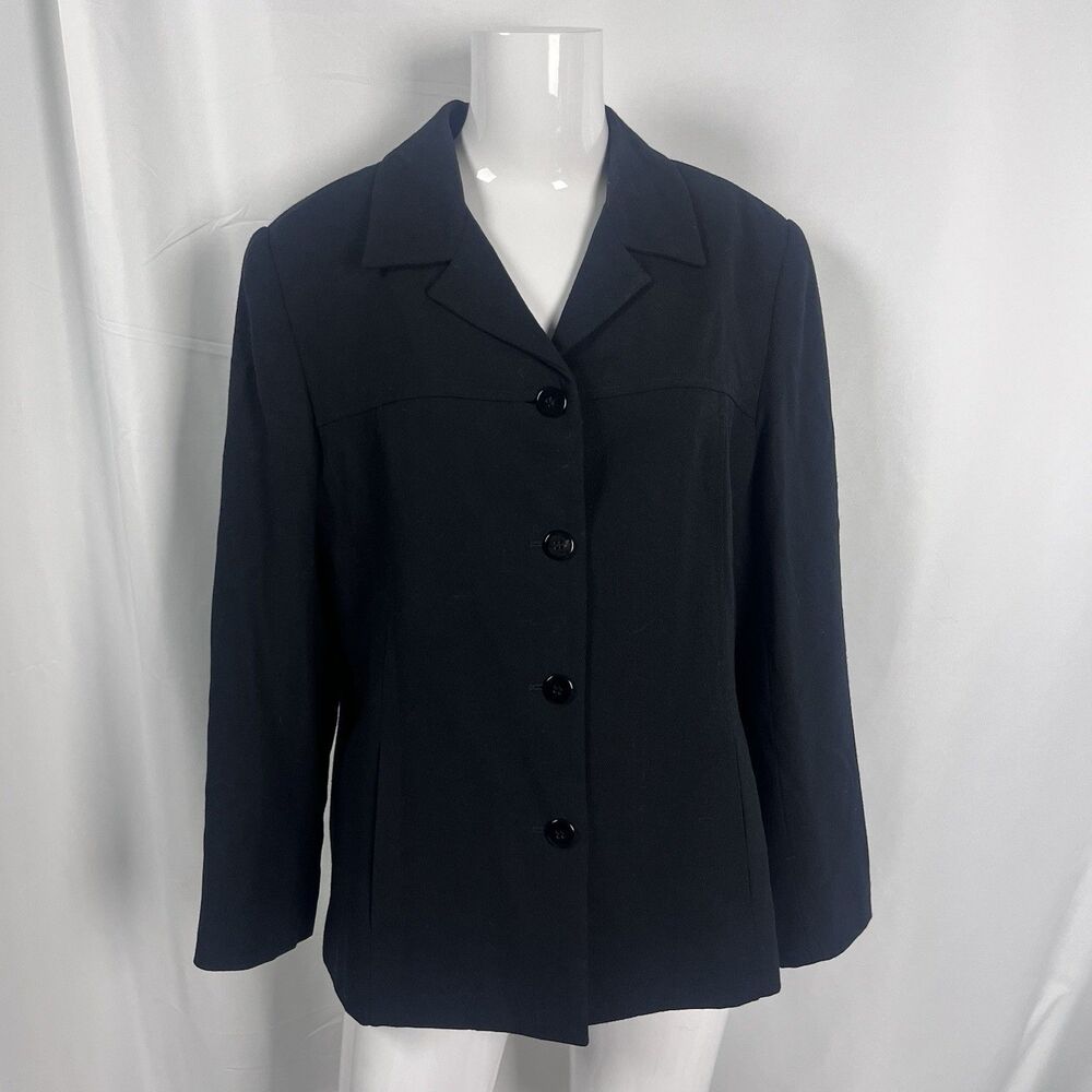 Gianni Essentials Women Wool Blazer Jacket W/ Shoulder Pads Size 14 Made In USA